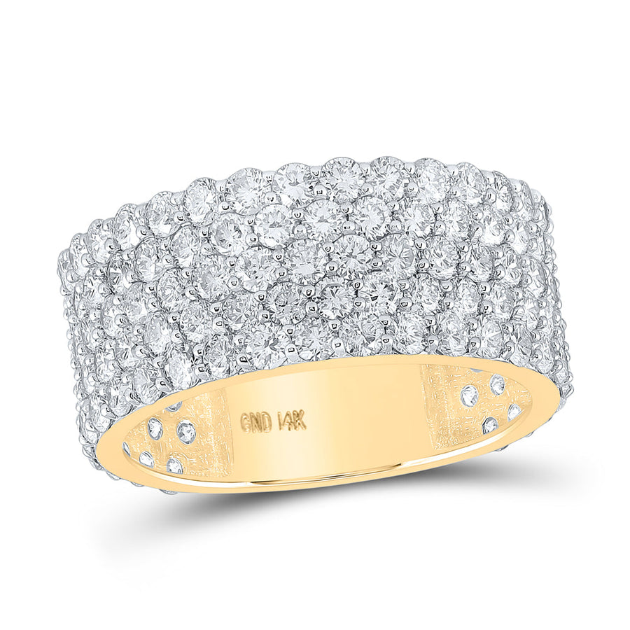 14kt Yellow Gold Mens Round Diamond 5-Row Pave Band Ring 5-3/8 Cttw