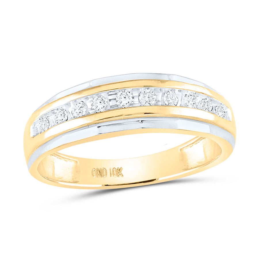 10kt Two-tone Gold Mens Round Diamond Wedding Band Ring 1/4 Cttw
