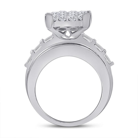 14kt White Gold Princess Diamond Cluster Bridal Wedding Engagement Ring 5 Cttw