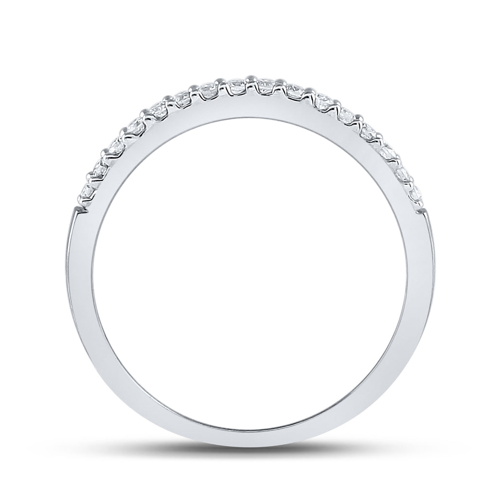 10kt White Gold Womens Round Diamond Wedding Contoured Band 1/6 Cttw