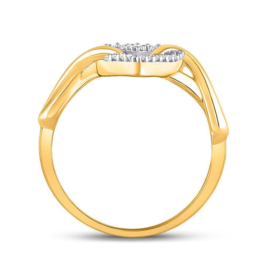 10kt Yellow Gold Womens Round Diamond Infinity Twist Heart Ring 1/10 Cttw