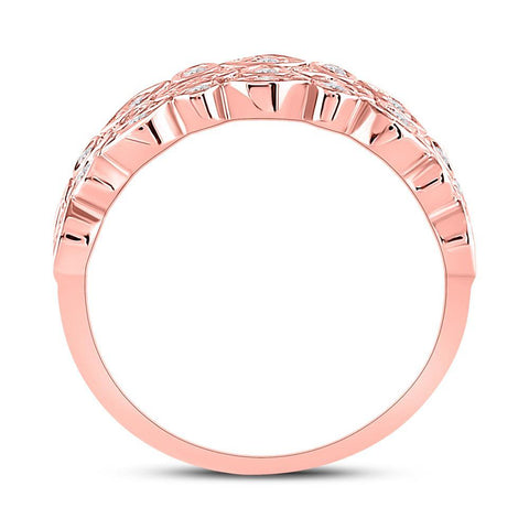 14kt Rose Gold Womens Round Diamond 3-Row Marquise Dot Band Ring 3/4 Cttw