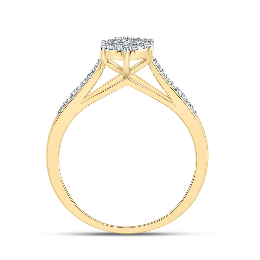 10kt Yellow Gold Womens Round Diamond Cluster Ring 1/5 Cttw