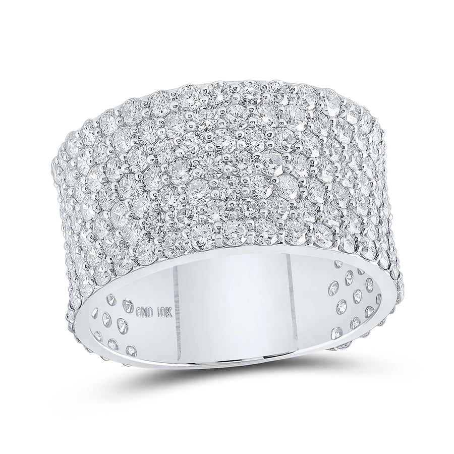 10kt White Gold Mens Round Diamond 7-Row Pave Band Ring 5-5/8 Cttw