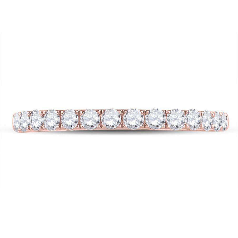 10kt Rose Gold Womens Round Diamond Wedding Single Row Band 1/2 Cttw
