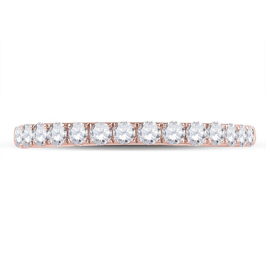 10kt Rose Gold Womens Round Diamond Wedding Single Row Band 1/2 Cttw