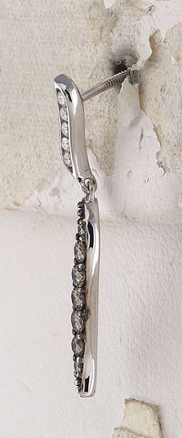10kt White Gold Womens Round Brown Diamond Dangle Earrings 1/2 Cttw