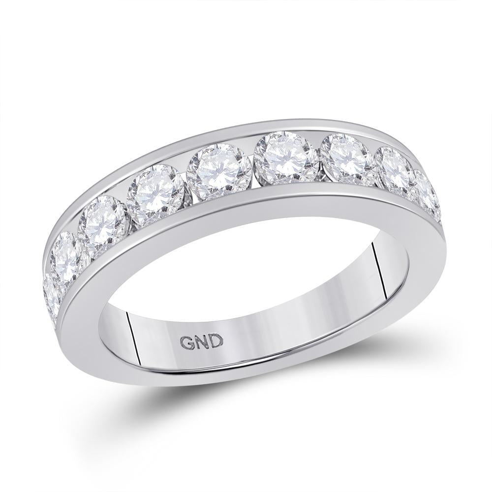 14kt White Gold Womens Round Diamond Wedding Single Row Band 1-3/4 Cttw