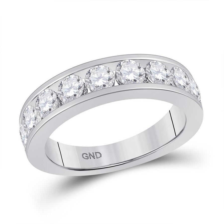 14kt White Gold Womens Round Diamond Wedding Single Row Band 1-3/4 Cttw