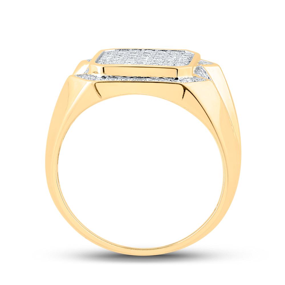 10kt Yellow Gold Mens Round Diamond Square Ring 1 Cttw