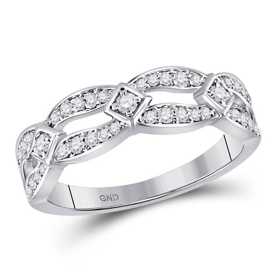 10kt White Gold Womens Round Diamond Fashion Band Ring 1/3 Cttw