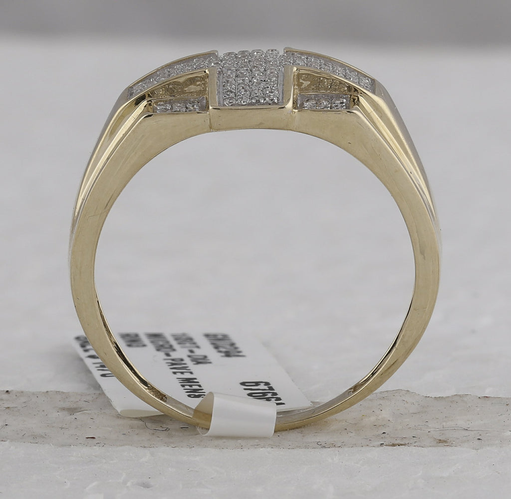 10kt Yellow Gold Mens Round Diamond Cross Ring 1/3 Cttw