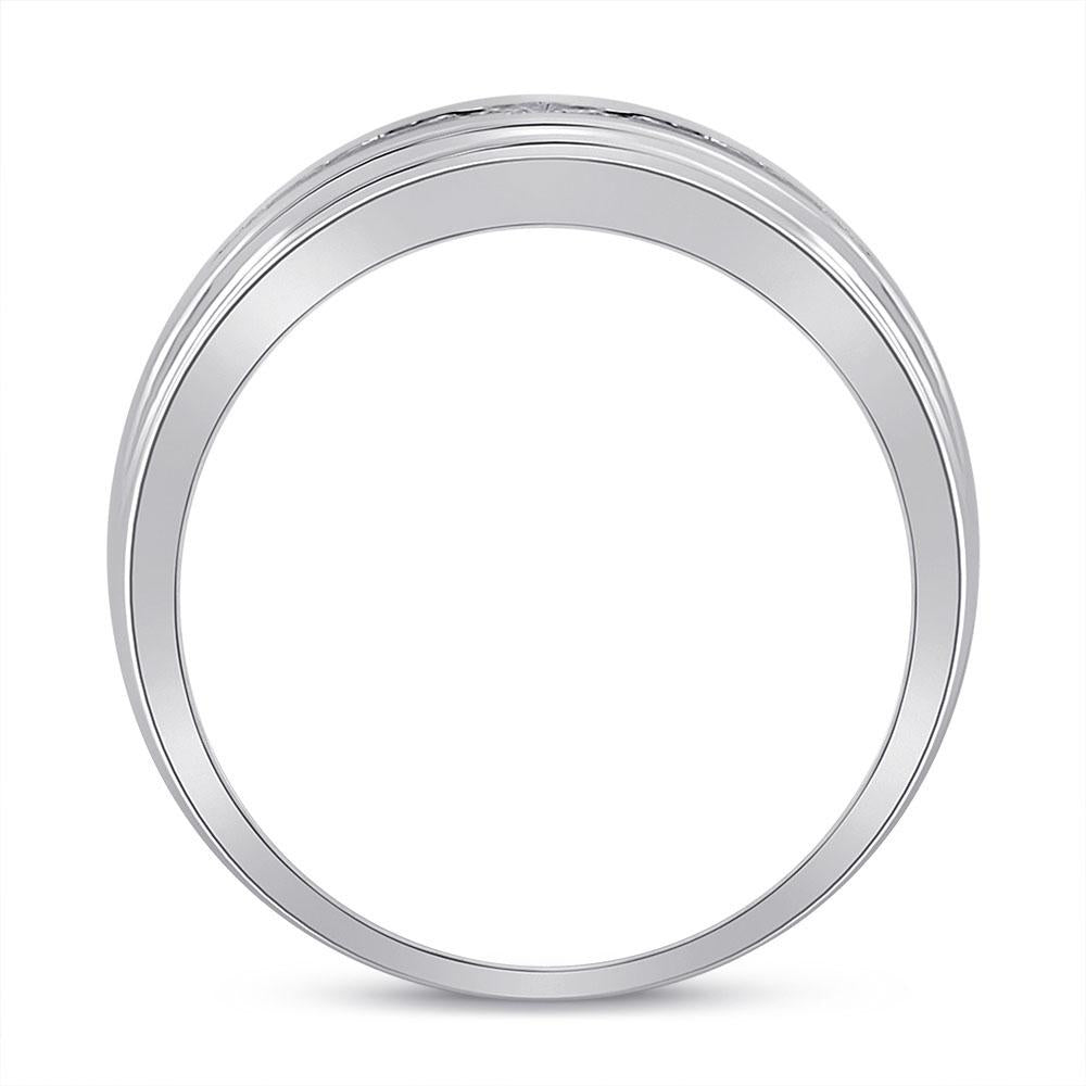 10kt White Gold Mens Round Diamond Wedding Single Row Band Ring 1/2 Cttw