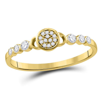 10kt Yellow Gold Womens Round Diamond Cluster Stackable Band Ring 1/6 Cttw