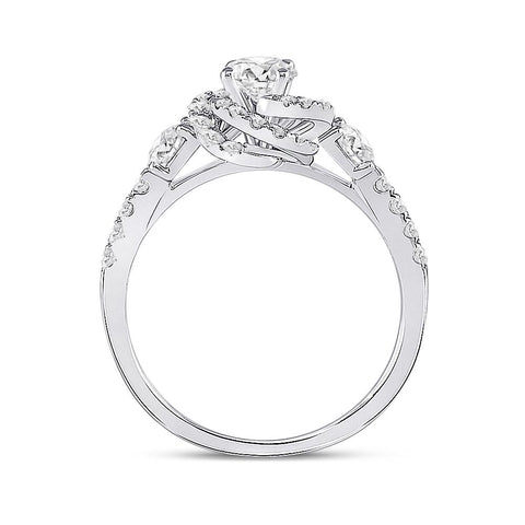 14kt White Gold Round Diamond Solitaire Bridal Wedding Engagement Ring 1 Cttw