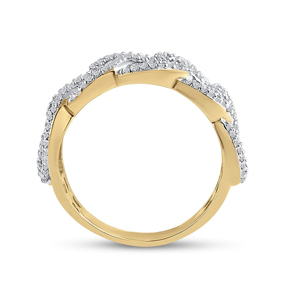 10kt Yellow Gold Mens Round Diamond Curb Link Cuban Band Ring 5/8 Cttw
