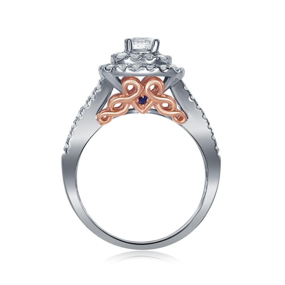 14kt Two-tone Gold Round Diamond Bridal Wedding Ring Band Set 1-1/2 Cttw