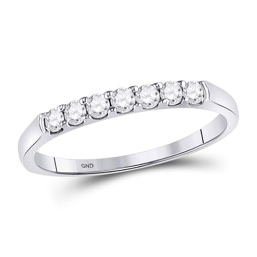 14kt White Gold Womens Round Diamond Single Row Wedding Band 1/4 Cttw