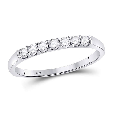 14kt White Gold Womens Round Diamond Single Row Wedding Band 1/4 Cttw