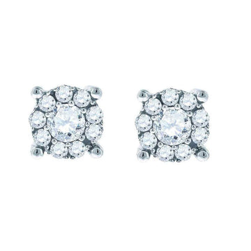 14kt White Gold Womens Round Diamond Halo Earrings 1-1/2 Cttw