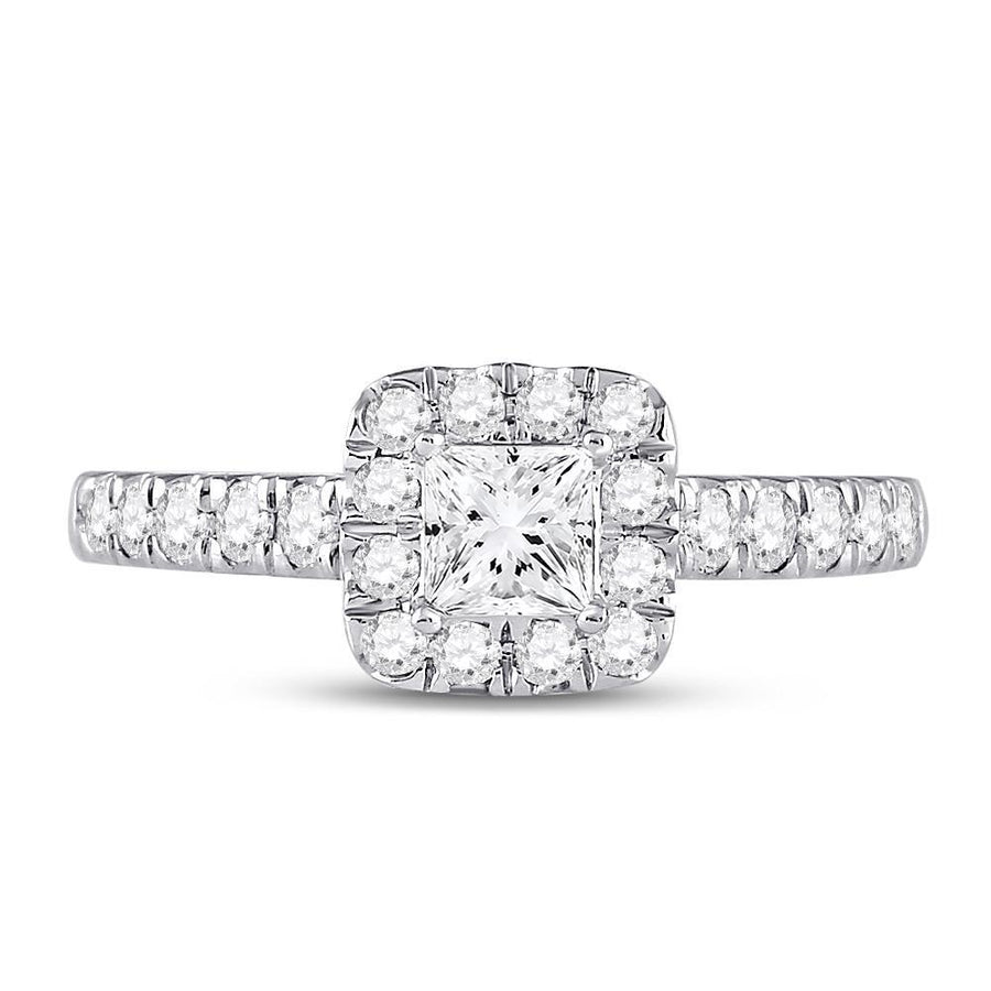 14kt White Gold Princess Diamond Halo Bridal Wedding Engagement Ring 1 Cttw