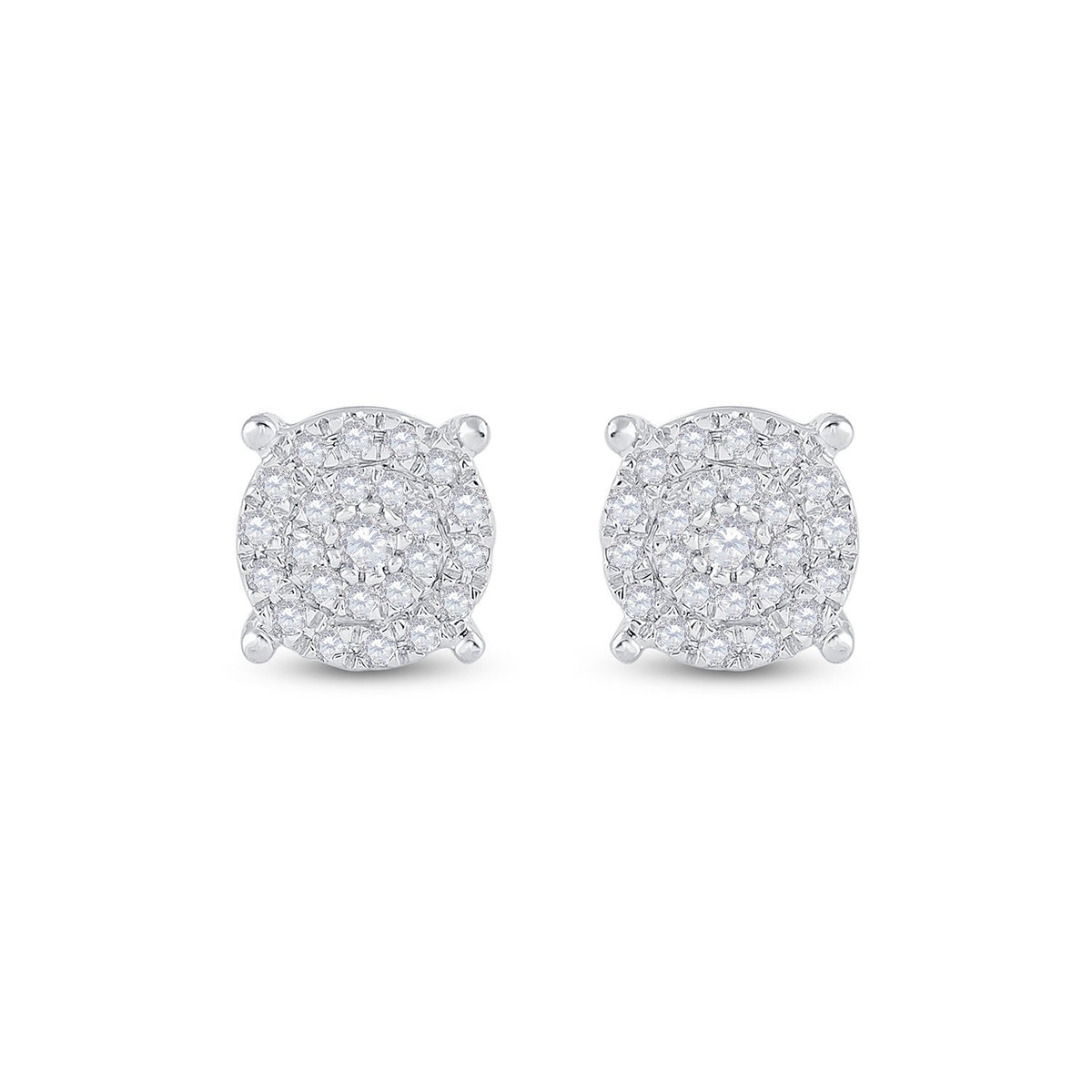 10kt White Gold Womens Round Diamond Circle Cluster Earrings 1/4 Cttw