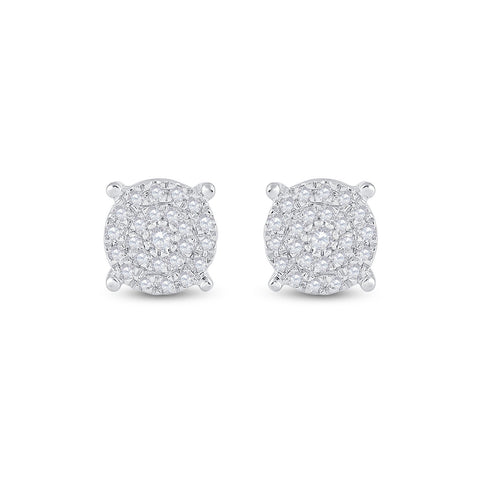 10kt White Gold Womens Round Diamond Circle Cluster Earrings 1/4 Cttw