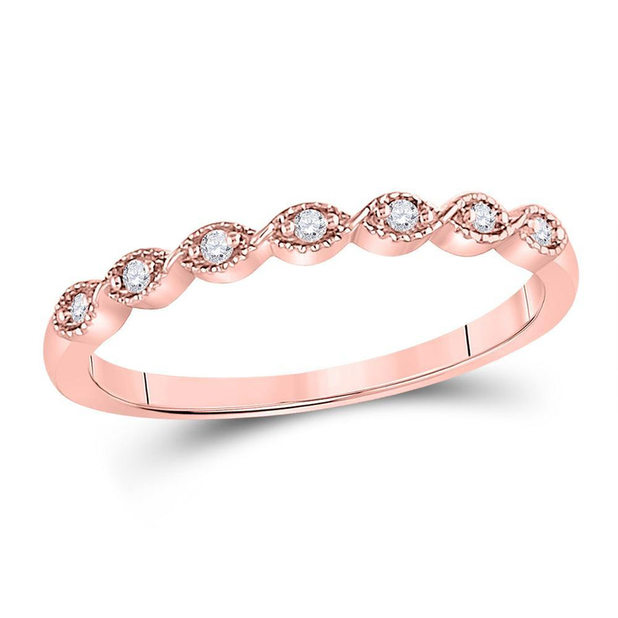 14kt Rose Gold Womens Round Diamond Stackable Band Ring 1/20 Cttw