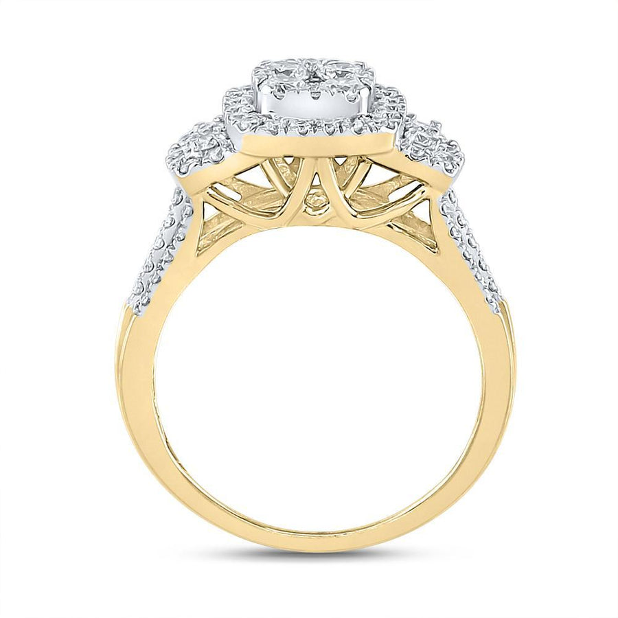 14kt Yellow Gold Round Diamond Bridal Wedding Ring Band Set 1 Cttw