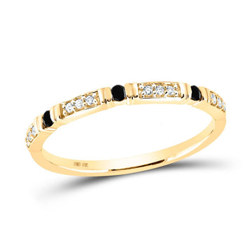 10kt Yellow Gold Womens Round Black Color Enhanced Diamond Band Ring 1/10 Cttw