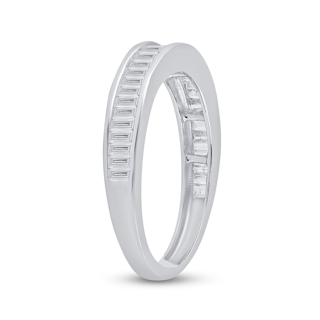 Sterling Silver Womens Baguette Diamond Wedding Band Ring 1/2 Cttw