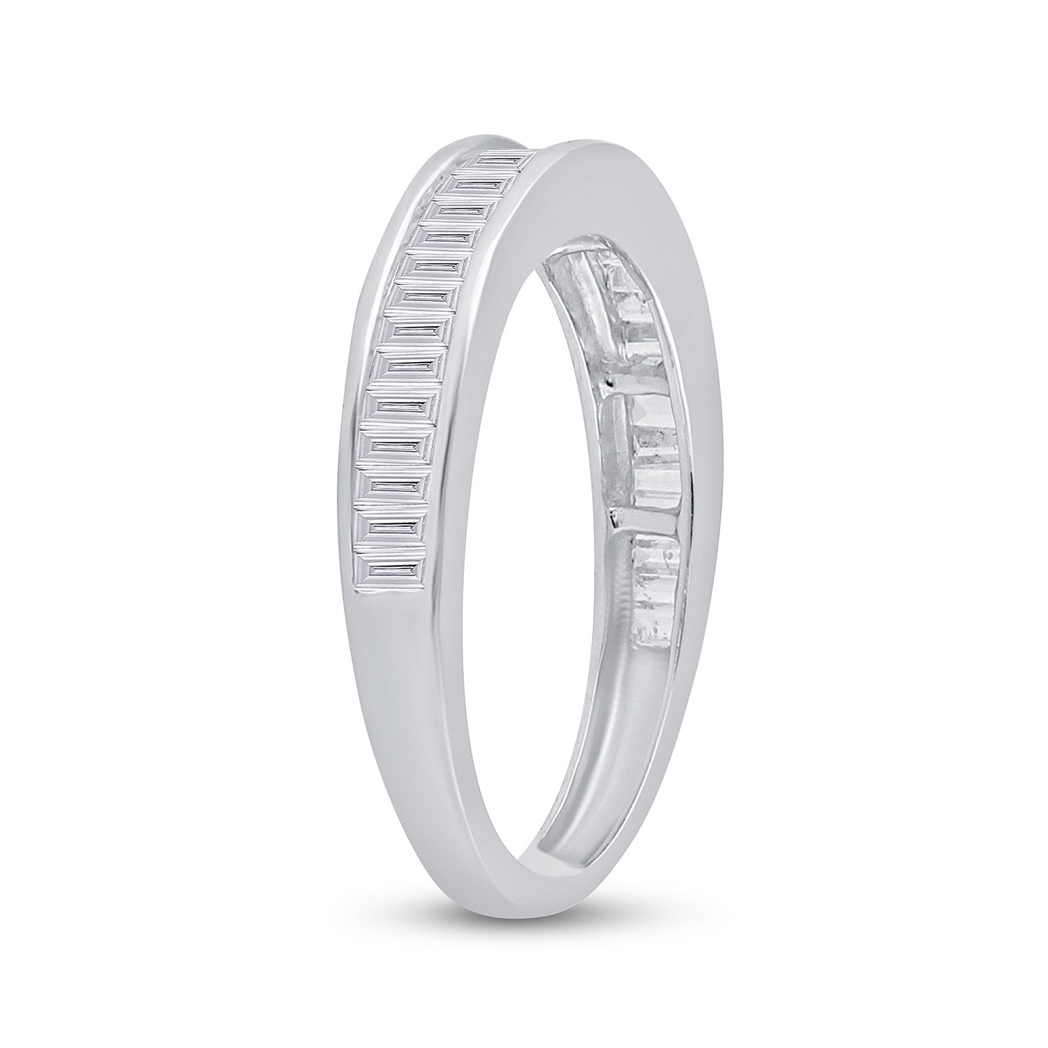 Sterling Silver Womens Baguette Diamond Wedding Band Ring 1/2 Cttw