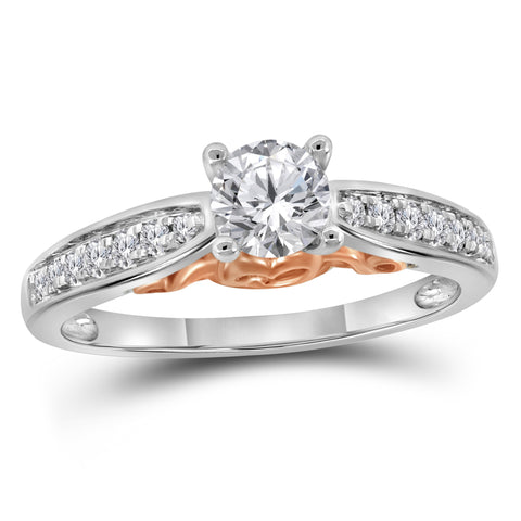 14kt White Gold Round Diamond Solitaire Bridal Wedding Engagement Ring 5/8 Cttw