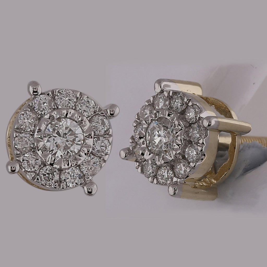 10kt Yellow Gold Womens Round Diamond Halo Earrings 1/5 Cttw