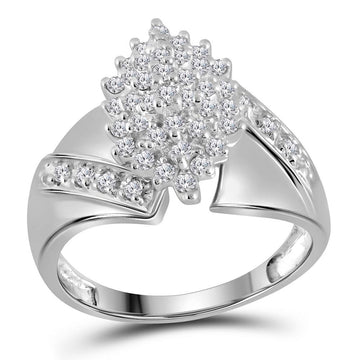 10kt White Gold Womens Round Diamond Cluster Ring 1/2 Cttw