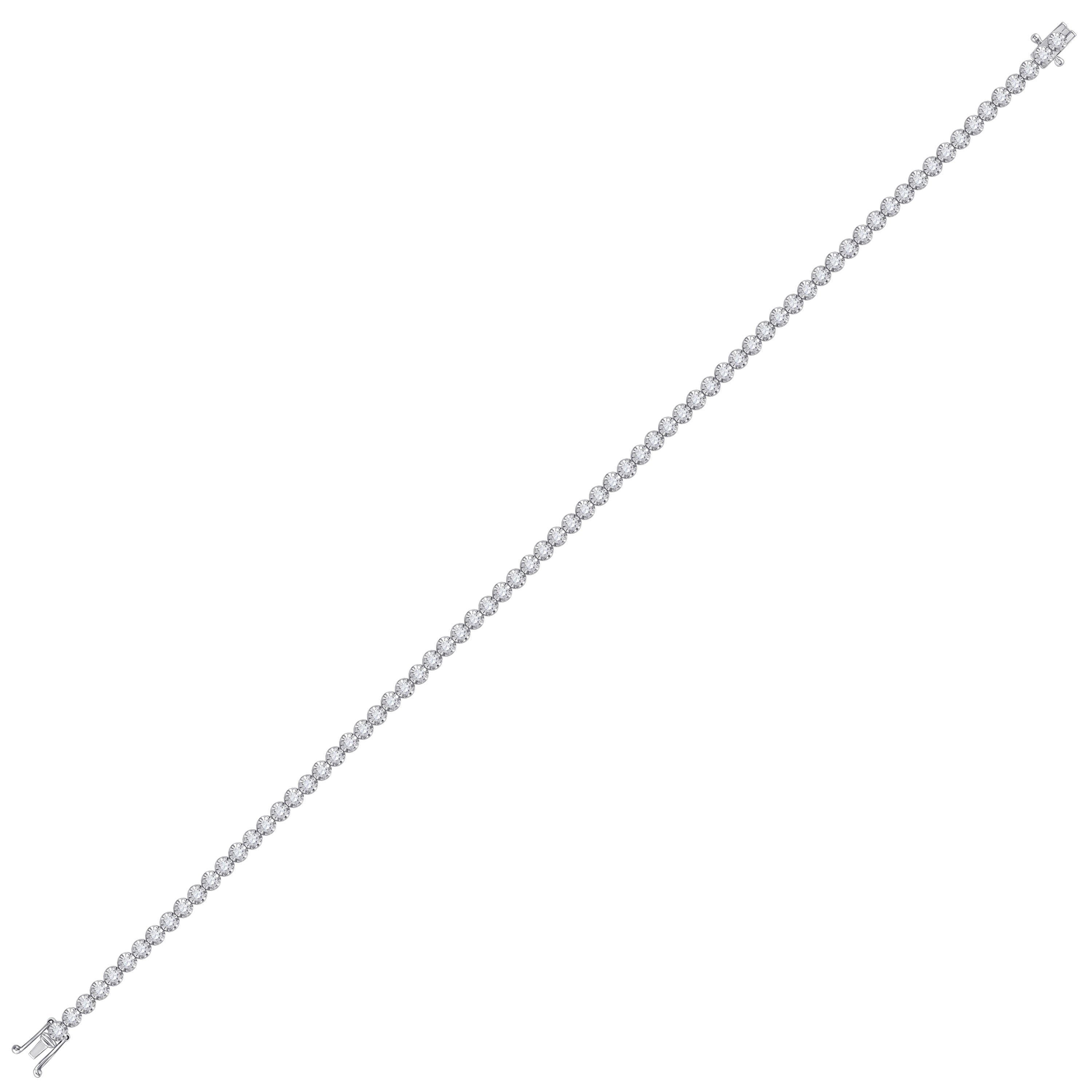 10kt White Gold Womens Round Diamond Studded Tennis Bracelet 1-1/5 Cttw