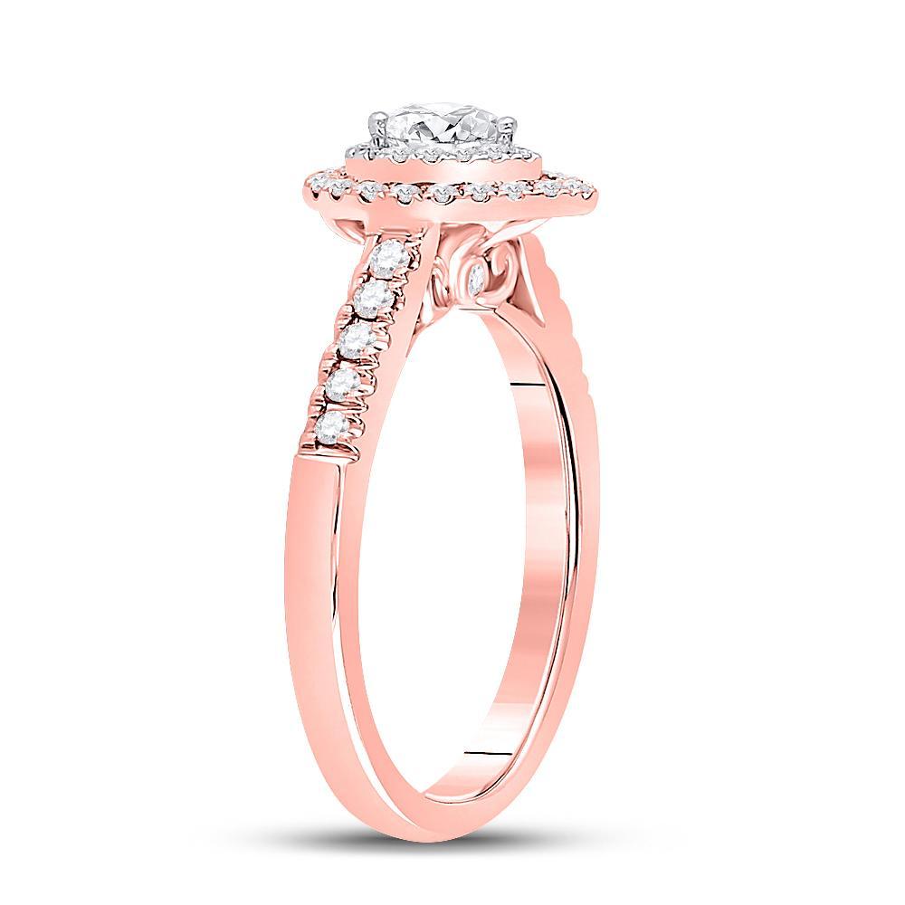 14kt Two-tone Gold Pear Diamond Halo Bridal Wedding Engagement Ring 1/2 Cttw