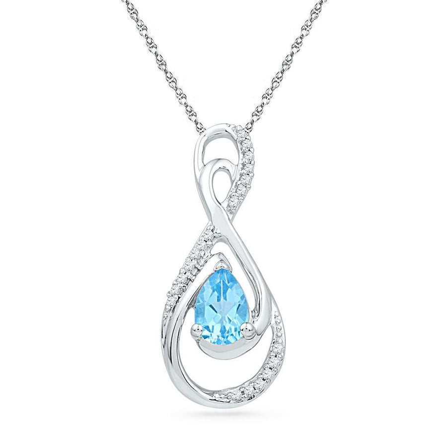 10kt White Gold Womens Oval Synthetic Blue Topaz Solitaire Pendant 3/4 Cttw