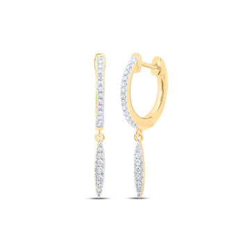 10kt Yellow Gold Womens Round Diamond Drop Dangle Earrings 1/6 Cttw
