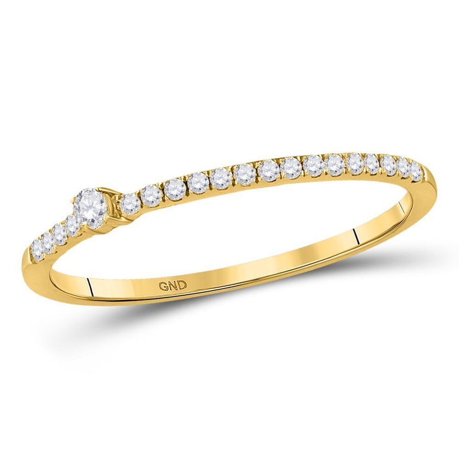 10kt Yellow Gold Womens Round Diamond Solitaire Stackable Band Ring 1/6 Cttw