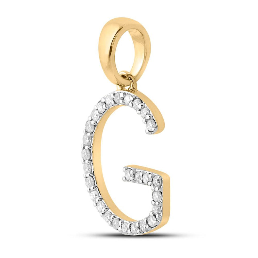 14kt Yellow Gold Womens Round Diamond G Initial Letter Pendant 1/5 Cttw
