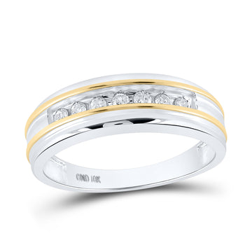 10kt White Gold Mens Round Diamond Wedding Single Row Band Ring 1/4 Cttw