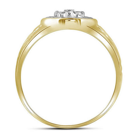 Yellow-tone Sterling Silver Mens Round Diamond Cluster Nugget Ring 1/8 Cttw