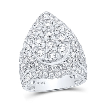 14kt White Gold Womens Round Diamond Teardrop Fashion Ring 4 Cttw