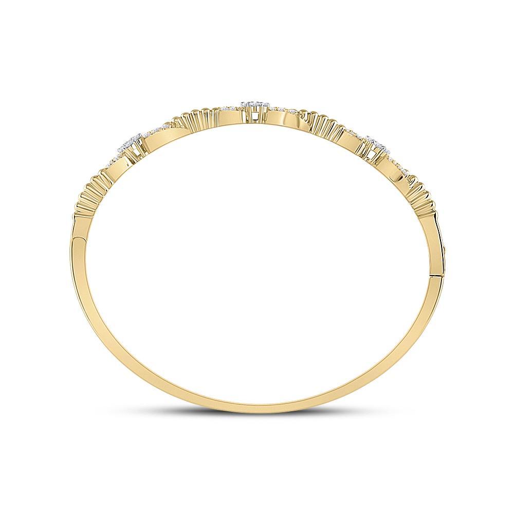14kt Yellow Gold Womens Round Diamond Bangle Bracelet 1/2 Cttw