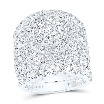 14kt White Gold Round Diamond Cluster Bridal Wedding Ring Band Set 7 Cttw