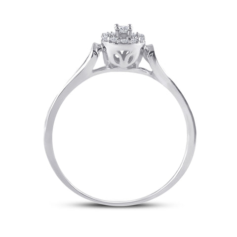 10kt White Gold Womens Round Diamond Solitaire Promise Ring 1/10 Cttw
