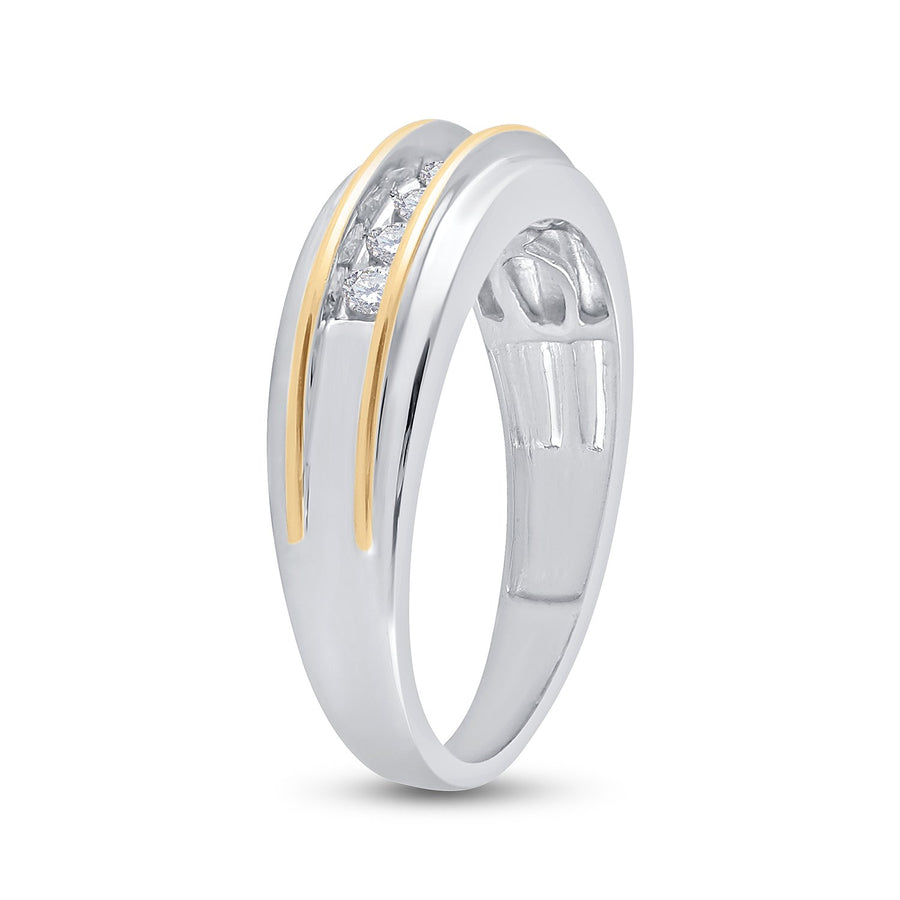 14kt White Two-tone Gold Mens Round Channel-set Diamond Wedding Band 1/4 Cttw