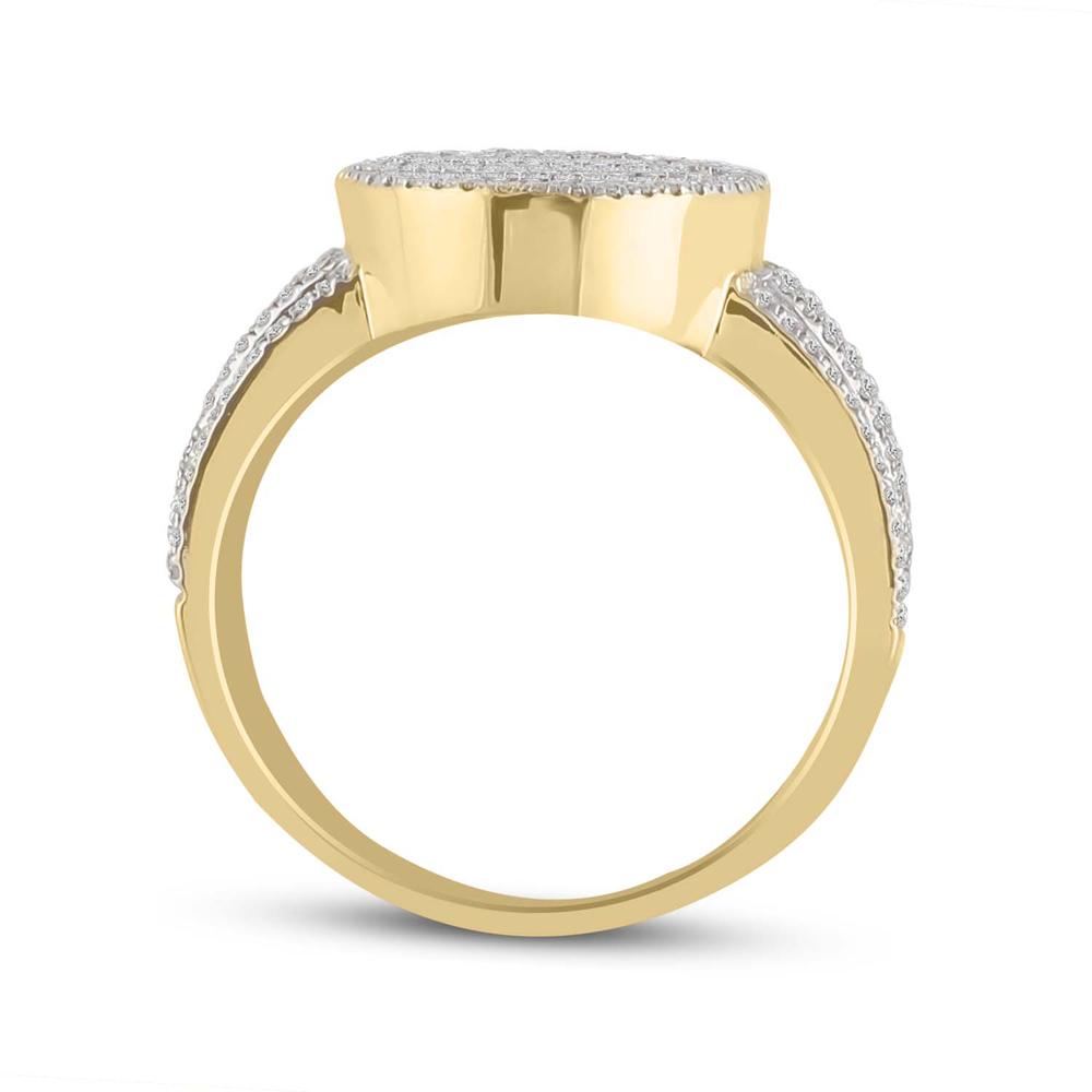 10kt Yellow Gold Mens Baguette Diamond Oval Cluster Ring 1 Cttw