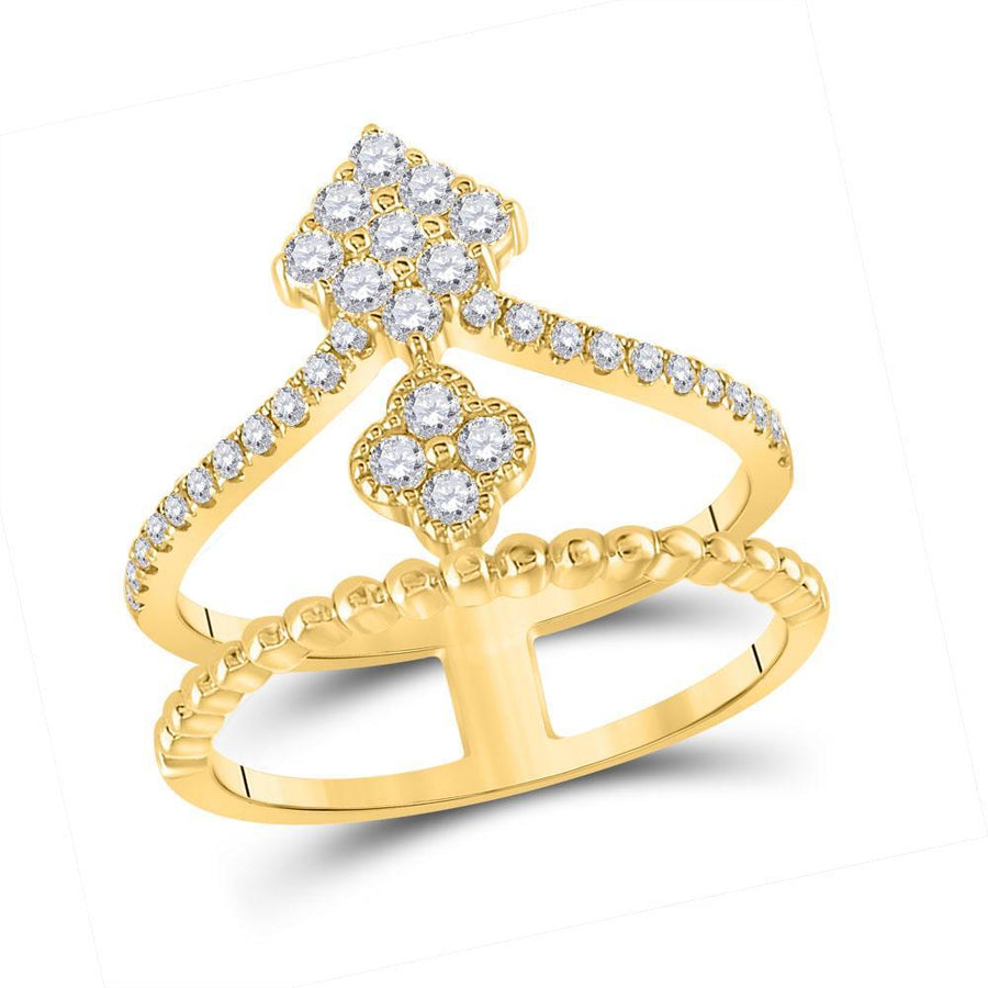 10kt Yellow Gold Womens Round Diamond Offset Square Fashion Ring 1/2 Cttw